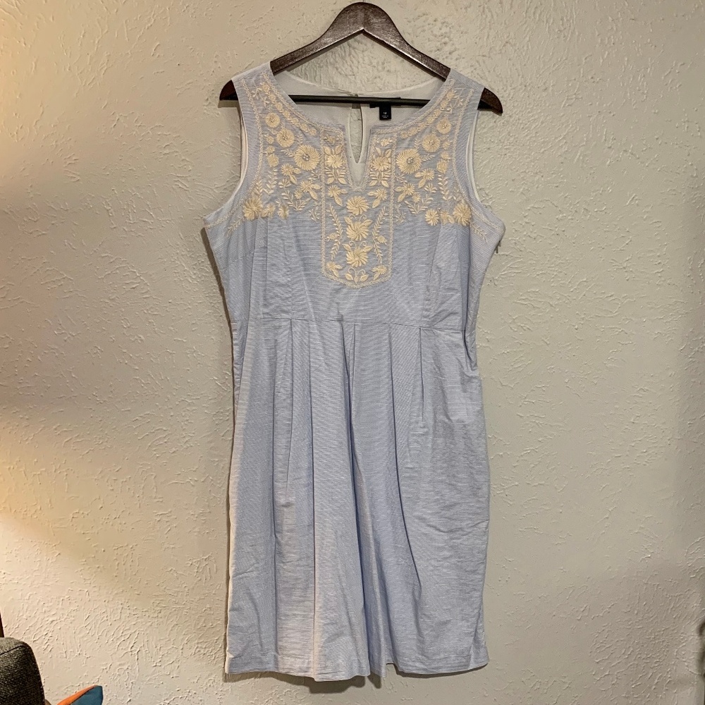 Lands' End Blue Stripe Fit and Flare Short Casual